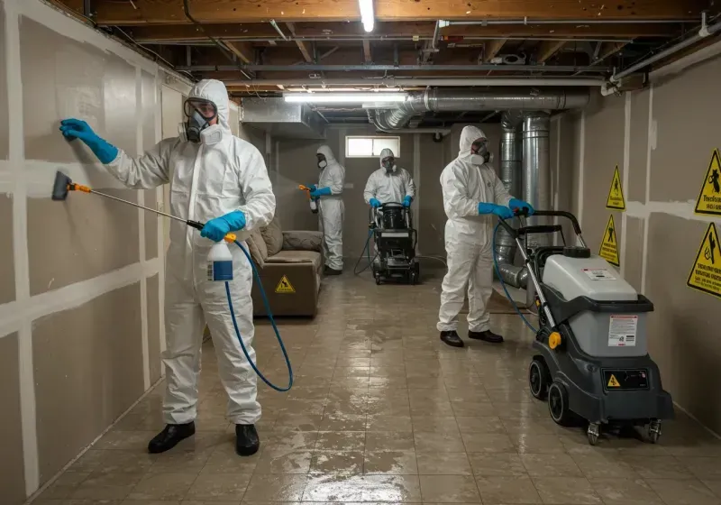 Basement Moisture Removal and Structural Drying process in Holden, ME